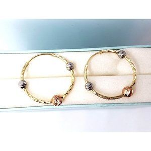 Circular Hoop Earrings With 14K Three-Gold Balls